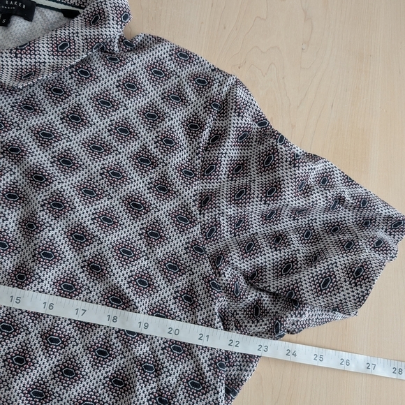 🇬🇧TED BAKER Blue, Red and White Polo Shirt with Intricate Design - Picture 7 of 11